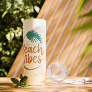 Beach Vibes Skinny Tumbler with Straw - 20oz