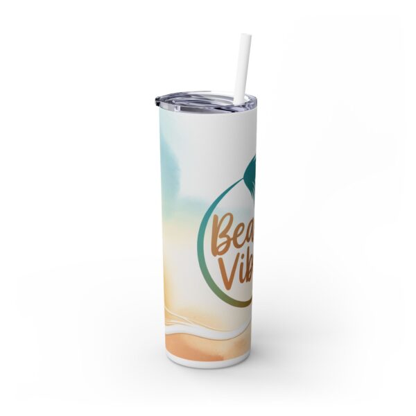 Beach Vibes Skinny Tumbler with Straw - 20oz - Image 3