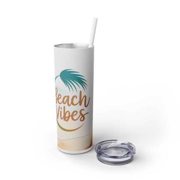 Beach Vibes Skinny Tumbler with Straw - 20oz - Image 6